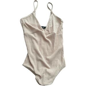 Boohoo bodysuit 2 camisole nude pink ribbed 2